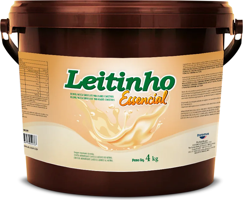 Balde de 4 kg do recheio Leitinho Essencial, da Doremus