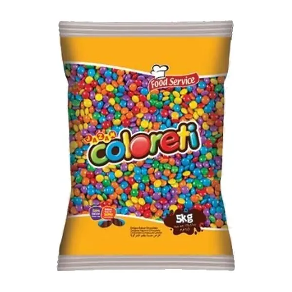 Pacote de 5 kg do confeito Coloreti Mini Sortido, da Jazam